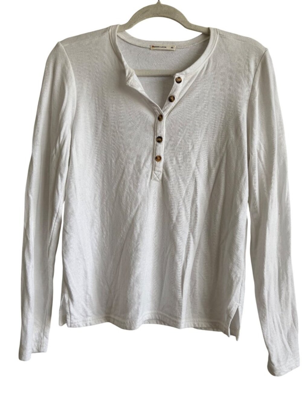 Marine Layer White Long Sleeve Henley Shirt XS Lightweight Layer